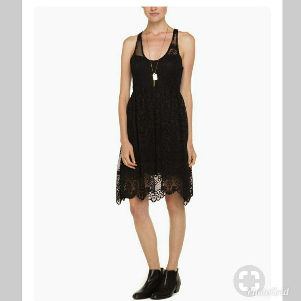 Free People Black Lace Midi Dress